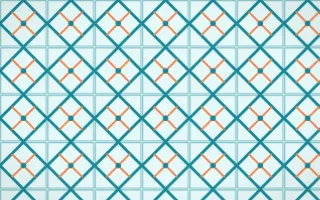 Tahiti Lagoon Lattice Tile — light teal, orange and white azulejo background