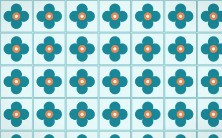 Tahiti Lagoon Quatrefoil Tile — light teal, orange and white azulejo background