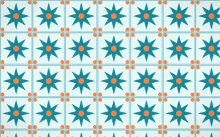 Tahiti Lagoon Star Tile — light teal, orange and white azulejo background