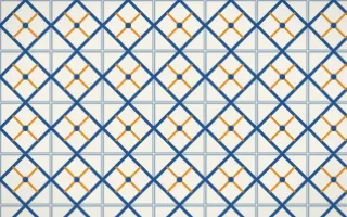 Talavera Puebla Lattice Tile — light blue, orange and white azulejo background
