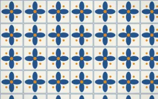 Talavera Puebla Petal Tile — light blue, orange and white azulejo background
