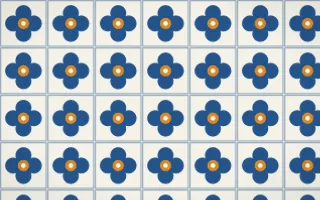 Talavera Puebla Quatrefoil Tile — light blue, orange and white azulejo background