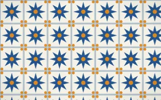 Talavera Puebla Star Tile — light blue, orange and white azulejo background