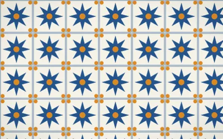 Talavera Puebla Star Tile — light blue, orange and white azulejo background