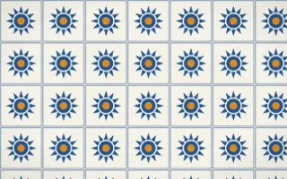 Talavera Puebla Sunburst Tile — light blue, orange and white azulejo background