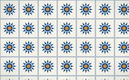 Talavera Puebla Sunburst Tile — light blue, orange and white azulejo background