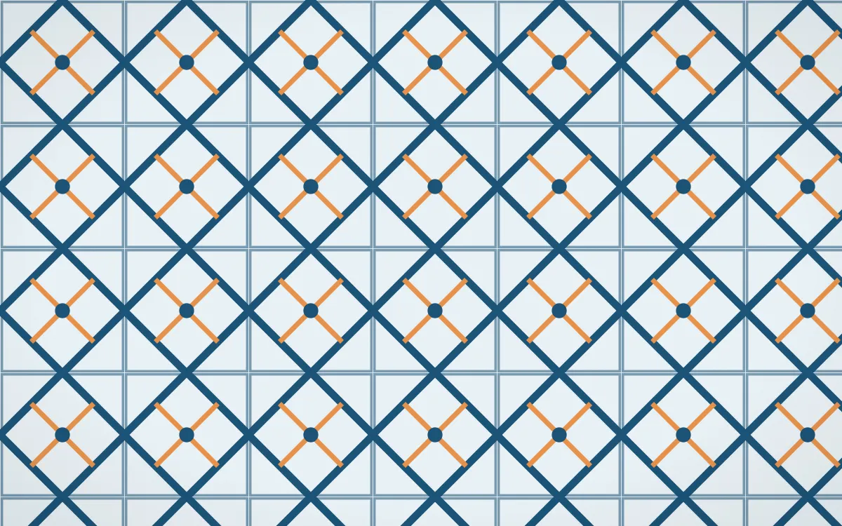 Titicaca Lattice Tile — light blue, orange and white azulejo background