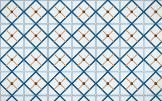 Titicaca Lattice Tile — light blue, orange and white azulejo background
