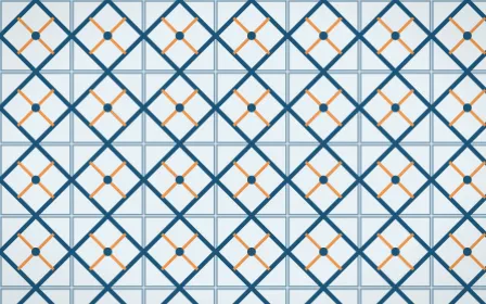 Titicaca Lattice Tile — light blue, orange and white azulejo background