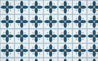 Titicaca Petal Tile — light blue, orange and white azulejo background