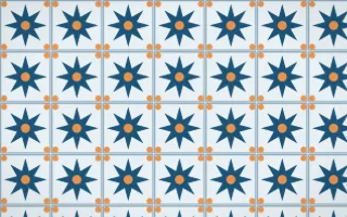 Titicaca Star Tile — light blue, orange and white azulejo background
