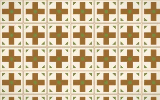 Tuscany Sun Cross Tile — light brown, green and beige azulejo background