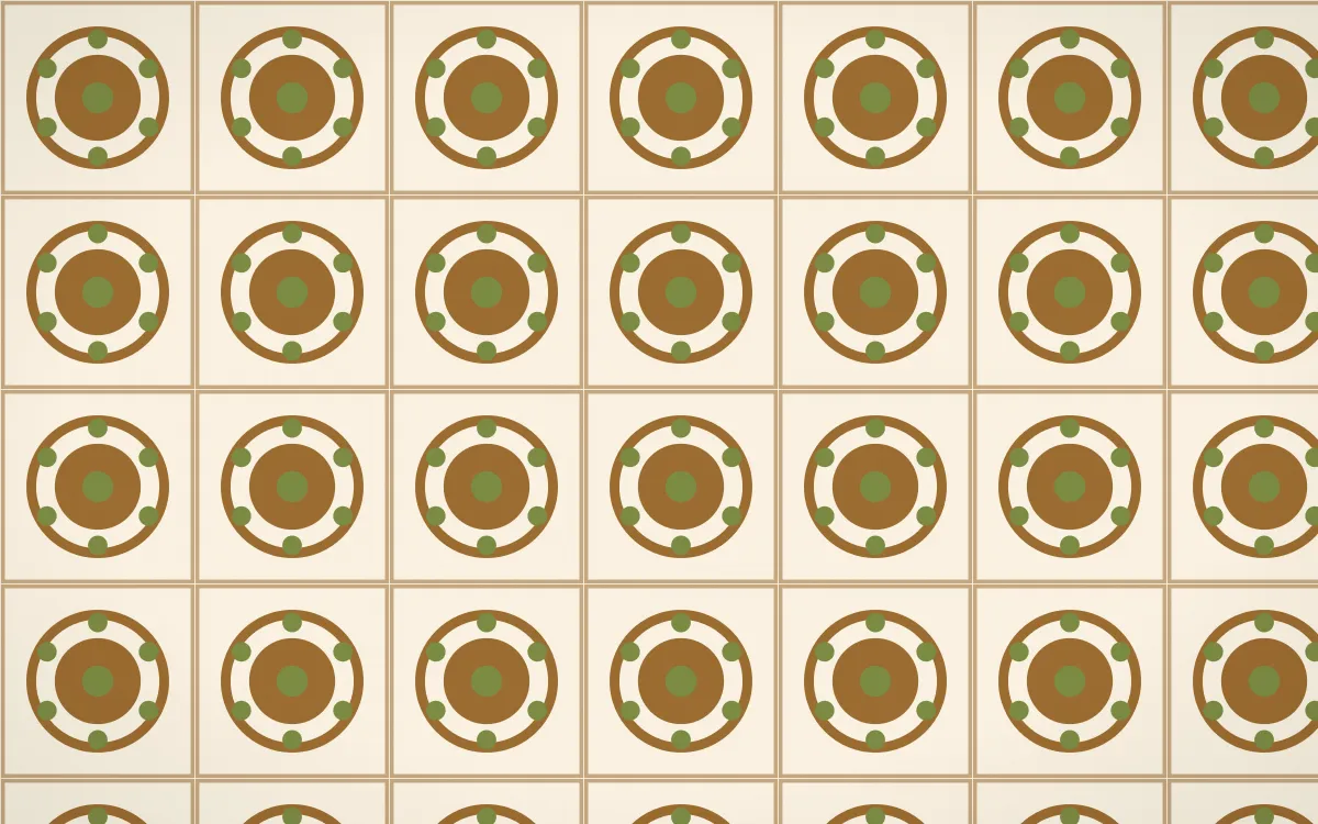 Tuscany Sun Medallion Tile — light brown, green and beige azulejo background