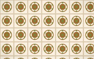Tuscany Sun Medallion Tile — light brown, green and beige azulejo background