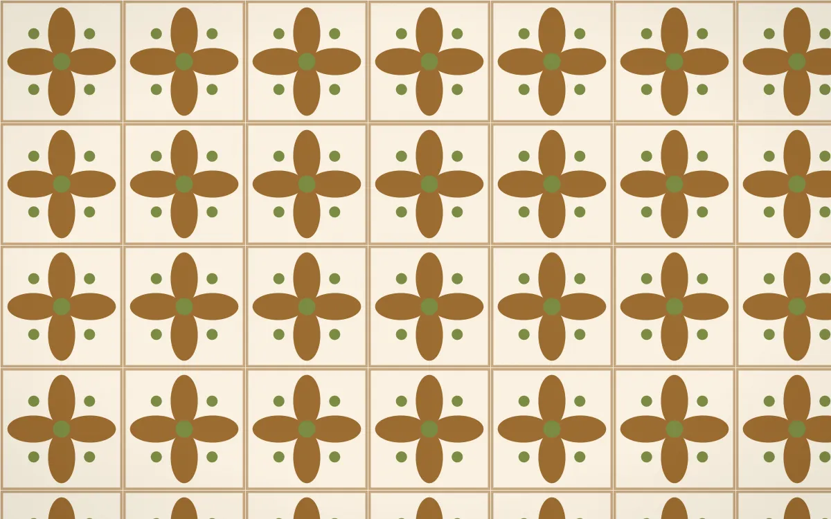 Tuscany Sun Petal Tile — light brown, green and beige azulejo background
