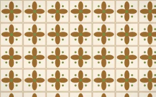 Tuscany Sun Petal Tile — light brown, green and beige azulejo background