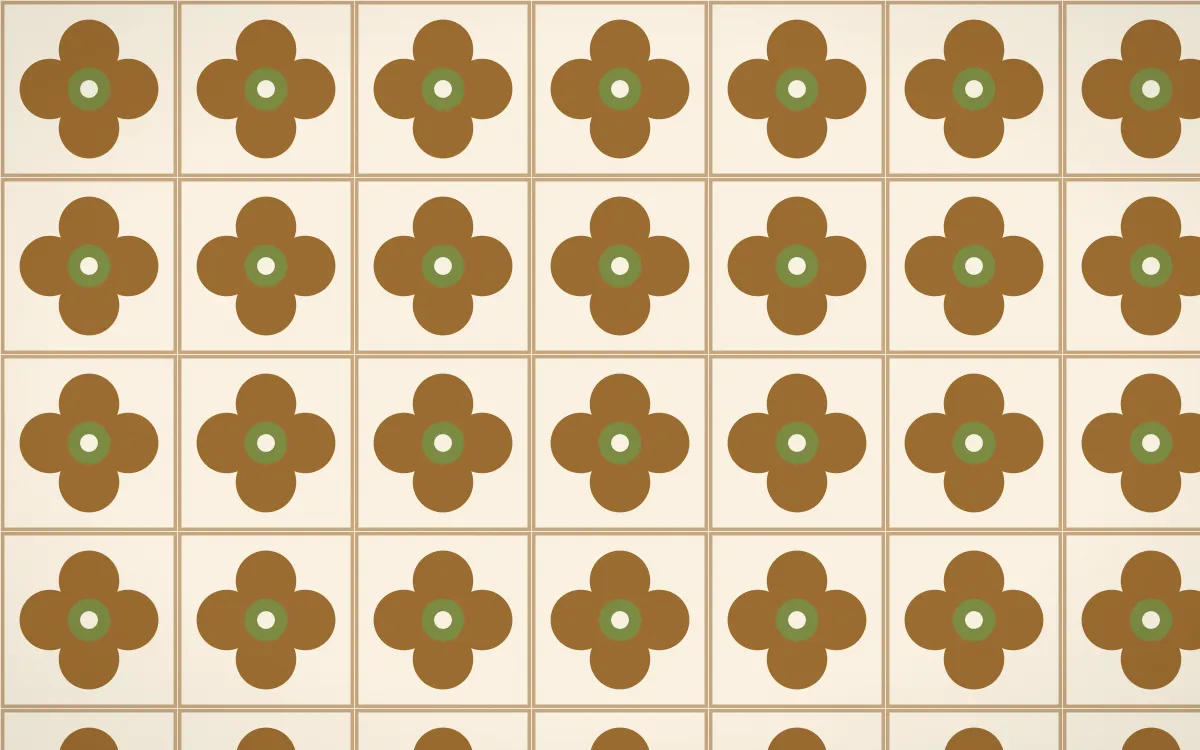 Tuscany Sun Quatrefoil Tile — light brown, green and beige azulejo background