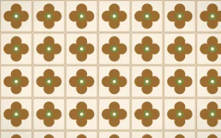 Tuscany Sun Quatrefoil Tile — light brown, green and beige azulejo background