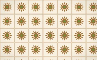 Tuscany Sun Sunburst Tile — light brown, green and beige azulejo background