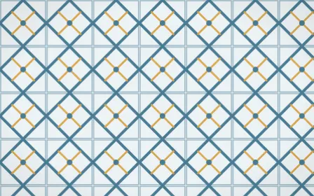 Udaipur Lake Lattice Tile — light blue, gold and white azulejo background