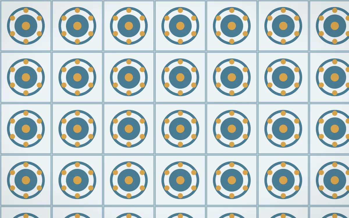 Udaipur Lake Medallion Tile — light blue, gold and white azulejo background