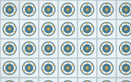 Udaipur Lake Medallion Tile — light blue, gold and white azulejo background