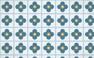 Udaipur Lake Quatrefoil Tile — light blue, gold and white azulejo background