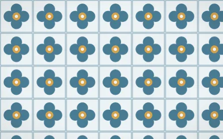 Udaipur Lake Quatrefoil Tile — light blue, gold and white azulejo background