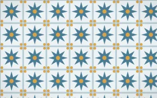Udaipur Lake Star Tile — light blue, gold and white azulejo background
