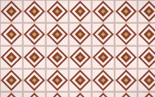 Venetian Rosso Diamond Tile — light brown, gold and white azulejo background