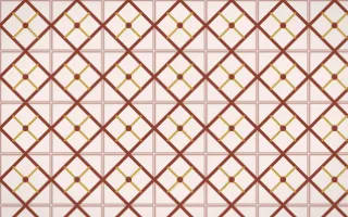 Venetian Rosso Lattice Tile — light brown, gold and white azulejo background