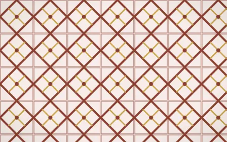 Venetian Rosso Lattice Tile — light brown, gold and white azulejo background