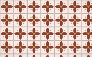 Venetian Rosso Petal Tile — light brown, gold and white azulejo background