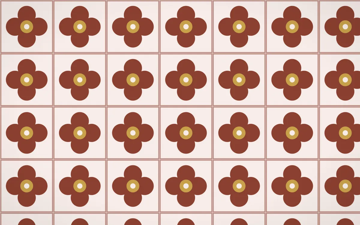 Venetian Rosso Quatrefoil Tile — light brown, gold and white azulejo background