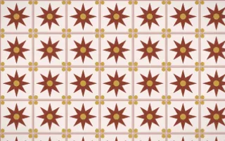 Venetian Rosso Star Tile — light brown, gold and white azulejo background