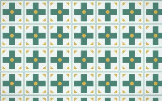 Winter Palace Cross Tile — light teal, gold and white azulejo background