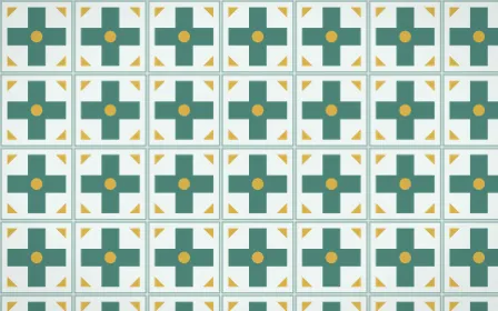 Winter Palace Cross Tile — light teal, gold and white azulejo background