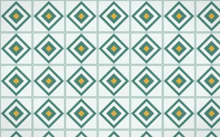 Winter Palace Diamond Tile — light teal, gold and white azulejo background