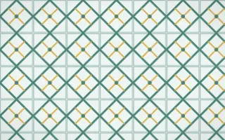 Winter Palace Lattice Tile — light teal, gold and white azulejo background