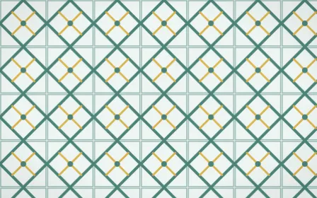 Winter Palace Lattice Tile — light teal, gold and white azulejo background