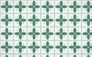 Winter Palace Petal Tile — light teal, gold and white azulejo background