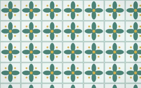 Winter Palace Petal Tile — light teal, gold and white azulejo background