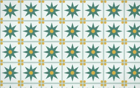Winter Palace Star Tile — light teal, gold and white azulejo background