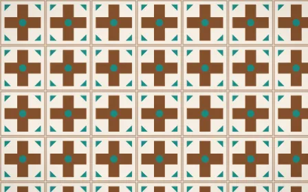 Zanzibar Spice Cross Tile — light brown, teal and beige azulejo background