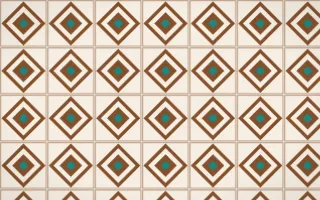 Zanzibar Spice Diamond Tile — light brown, teal and beige azulejo background