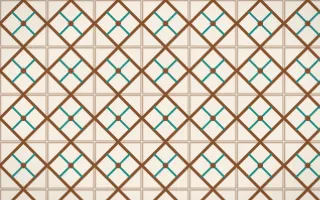 Zanzibar Spice Lattice Tile — light brown, teal and beige azulejo background