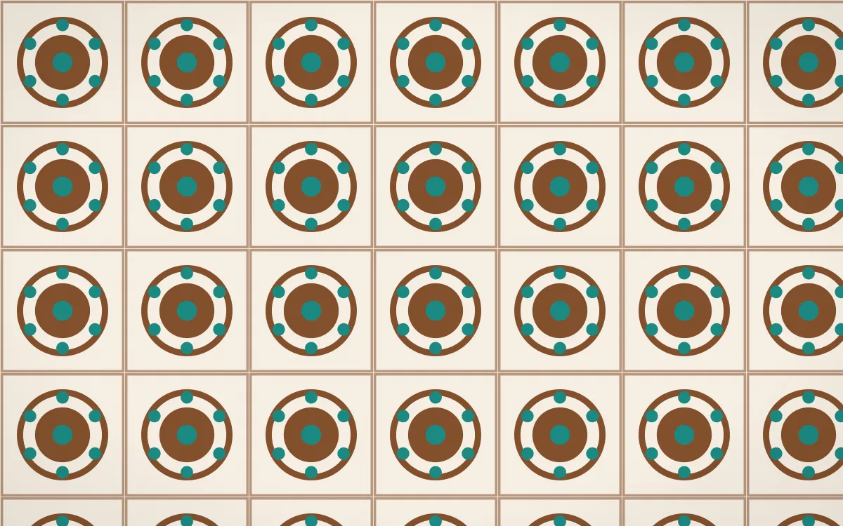 Zanzibar Spice Medallion Tile — light brown, teal and beige azulejo background