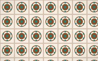 Zanzibar Spice Medallion Tile — light brown, teal and beige azulejo background