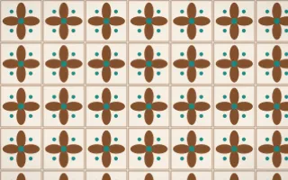 Zanzibar Spice Petal Tile — light brown, teal and beige azulejo background