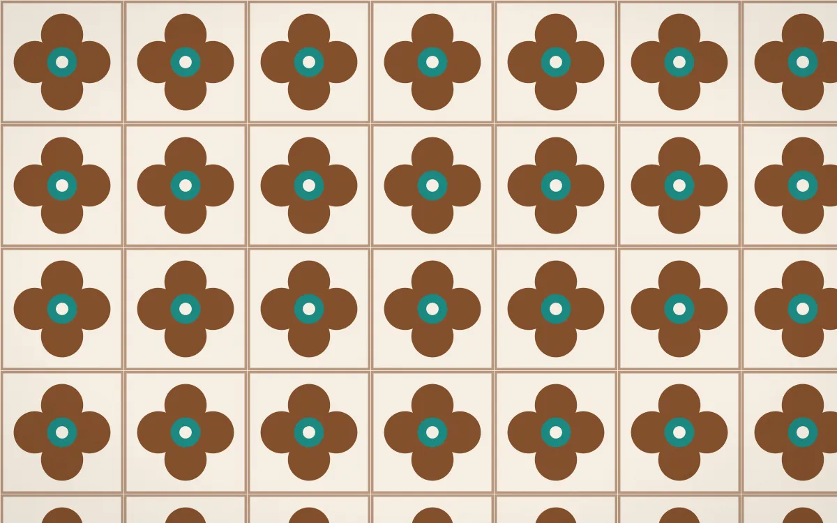 Zanzibar Spice Quatrefoil Tile — light brown, teal and beige azulejo background